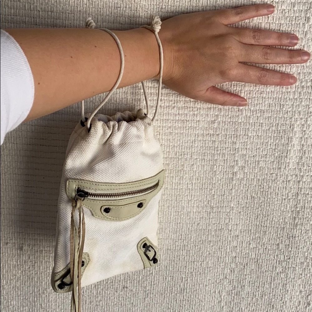 Balenciaga Moto City Wristlet Pouch Bag White Grey - Picture 8 of 8